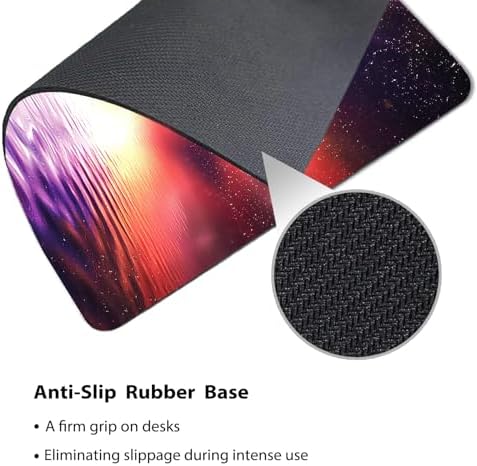 9.5x7.9 Inch Office/Gaming Mouse Pad, Vibrant Cosmic Nebula Dreamy Rainbow Galaxy Reflection on Water, Cute Anti-Slip Mat for Desk Decor