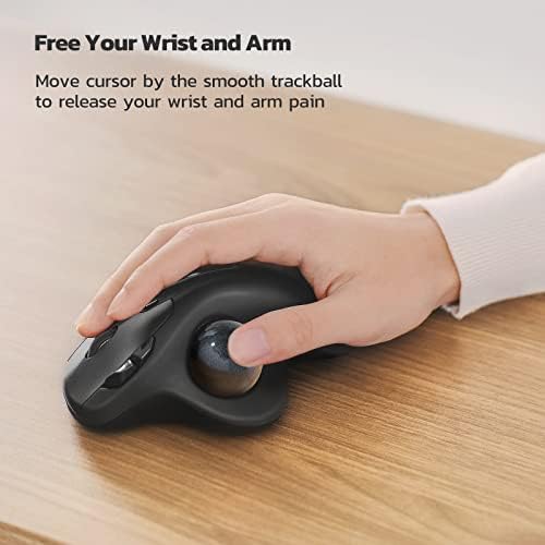 Nulea M501 Wireless Trackball Mouse Ergonomic Thumb Control, 4 DPI Levels