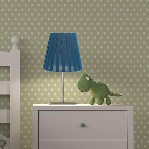 Luxshiny Nordic Contemporary Blue Fabric Lampshade for Wall and Table Lamps Chic Pleated Yarn Strip Design Bubble Clip Fabric Cover Soft Light Filter for Eye Comfort
