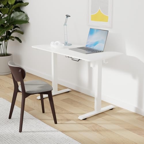 SHW 48-Inch Electric Height Adjustable Sit to Stand Desk, White