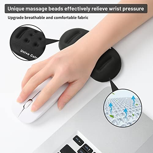 Univo Colors Black Superfine Memory Foam Wrist Rest Soft Gel Ergonomic Mouse Pad Wrist Support for Mouse, Gaming, Computer, Laptop, Office