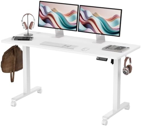 Monomi 59" Electric Standing Desk,Adjustable Height Sit Stand Up Desk,White