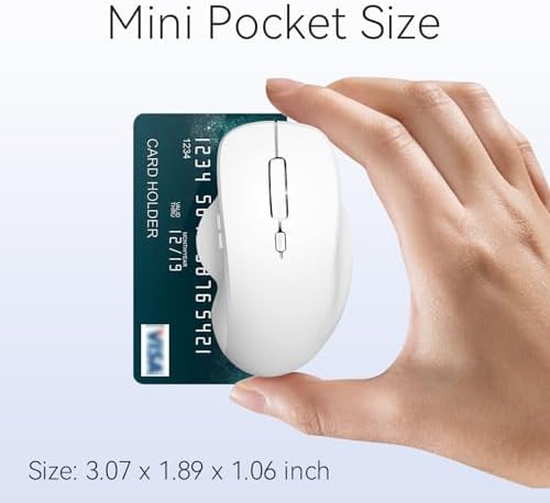 Uiosmuph Mini Wireless Bluetooth Mouse for Travel, Silent Small Mouse White