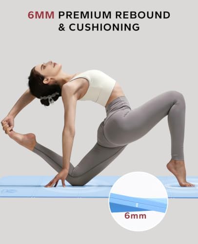 HAPBEAR Foldable Yoga Mat - 72"x24"x0.24" (6mm), Non-Slip TPE Exercise Mat for Home Workout, Yoga, Pilates,Stretching, & Travel, Durable & Eco-Friendly, Includes Carry Bag