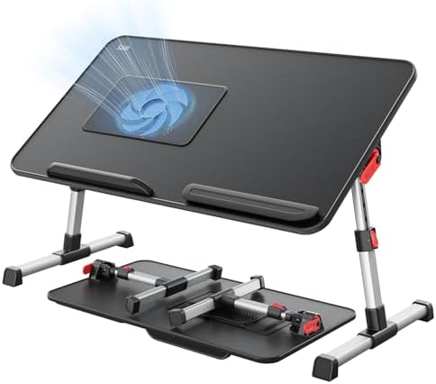 Laptop Desk for Bed with Cooling Fan, SAIJI Lap Desk Tray Table