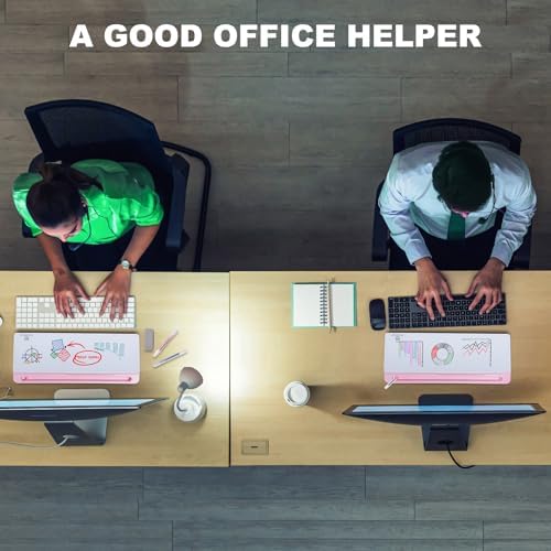 TSJ OFFICE Desktop Whiteboard Dry-Erase-Board - Computer Keyboard Stand White Board Surface Pad with Drawer, Desk Organizers with Accessories for Office, Home, School Supplies - Pink