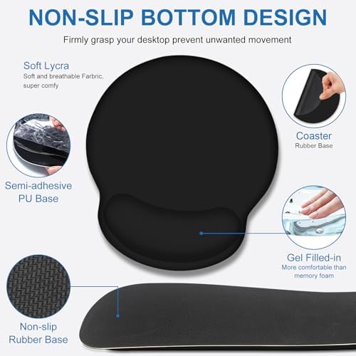 Mouse Pad Desk Pad Protector, Keyboard Wrist Rest + Mousepad Wrist Rest +Coaster, Large Gaming Mouse Pad for Computer Keyboard Desks Laptop, XXL Desk Mat Writing Pad for Office and Home, Cool Black