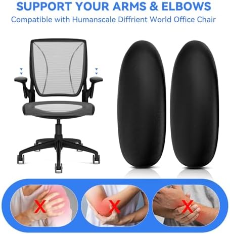 Arm Pads Caps Replacement for Humanscale Diffrient World Office Chair, only Compatible with Height Adjustable Arms