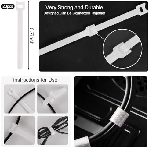 137PCS Cable Management Kit 4 Cable Sleeve Split 100 Cable Zip Ties 10 Cable Clips 15 Adhesive Wall Cable Tie 10 Cable Zip Tie for TV Computer Office Home Under Desk