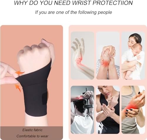 2 Pcs Ultra-Thin Wrist Brace Support for Carpal Tunnel, Pain Relief, Arthritis, Tendonitis, Elastic Wrist Wraps Right and Left Hands - Compression and Support for Fitness Enthusiasts (Black orange)