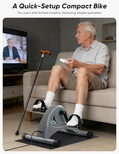 Under Desk Bike Pedal Exerciser for Seniors, LUBBYGIM Mini Exercise Bike for Physical Therapy, Electric Motorized Foot Pedal Machine for Arm and Leg Fitness, 6 Speed Levels