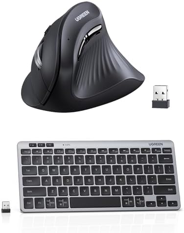 UGREEN UGREENVertical Wireless (Bluetooth 5.0+2.4G) Ergonomic Mouse Bundle with K551 Slim Quiet Wireless Bluetooth 78Keys Keyboard