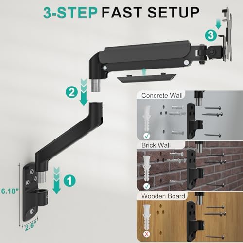 WALI Single Monitor Wall Mount for 17-34 inch Computer Screens，up to 22 lbs