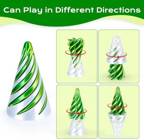 3D Printed Fidget Toys (6 Pack), Impossible Cone & Pyramid Spiral Toy, Optical Illusion Passthrough Desk Toys for Adults & Kids, Stress Relief Sensory Fidgets for Anxiety, Cool Office Gifts, Pack2