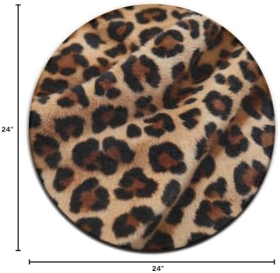 Fashion Round Area Rug Large Non Slip Carpet, Cheetah Leopard Print Unisex Home Decor Mat