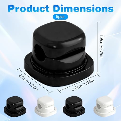 6 Pcs Magnetic Cord Organizer Holder,Magnetic Cable Clips,Cord Holder,Under Desk Cable Management, for Nightstand Home Office Desk Car Phone Wall Desktop (BLACK)