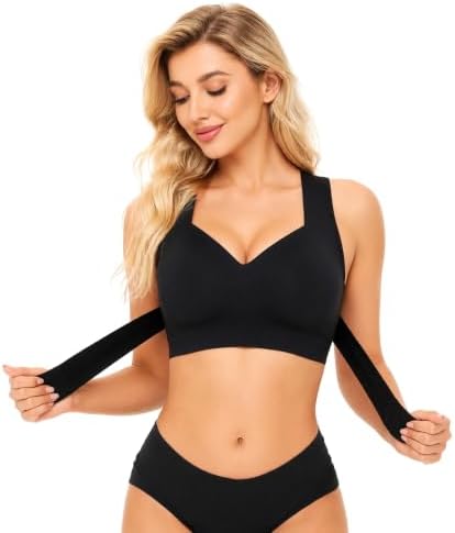 PoseFree Posture Support Bra for Women, Wireless Cross-Back Full Coverage