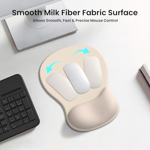 AKIT Ergonomic Mouse Pad and Keyboard Wrist Rest Set,Memory Foam,Apricot