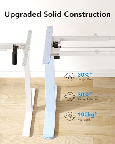 HUANUO Electric Standing Desk Frame with Double Crossbeam,Whtie Frame Only