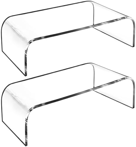 AMT Premium Acrylic Monitor Stand, Clear, Monitor Riser for Laptop/PC/Multimedia Monitor/Printer Stand for Home Office (Small - 2 Pack)