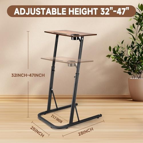 Adjustable Treadmill Walking Pad Desk, for Bike/Cycling Trainer, Workstation Standing Desk, Trainer Stand Table for Indoor, Treadmill Attachment-Exercise While Working or Watching TV, Rustic Brown