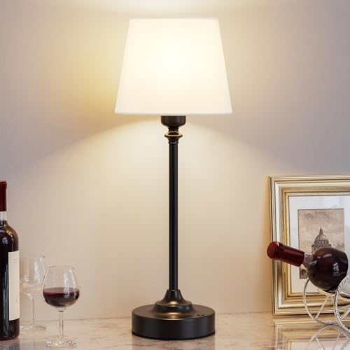 Kakanuo Cordless Table Lamp Rechargeable Black - 1 Pack 4000mAH Battery Operated Lamp for Decor, 3000K Stepless Dimming Touch Control Wireless Lamp for Bedroom, Dining Table, Kitchen, Living Room