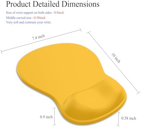 Gel Mouse Pad with Wrist Rest, Ergonomic Concave Wrist Support Mousepad with Non-Slip PU Base & Smooth Surface Comfortable Desk Accessories Mat for Office, Home Gaming and Study (07 Yellow)