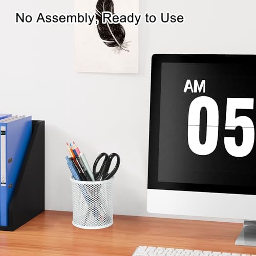 EasyPAG Metal 2-Piece Pen Holder Set Desk Accessories & Workspace Organizers for Classroom, School & Office,White
