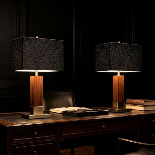 GO&SO Rectangle Lamp Shades Set of 2,Medium Leopard Shade,14"Lx8"W x9"H