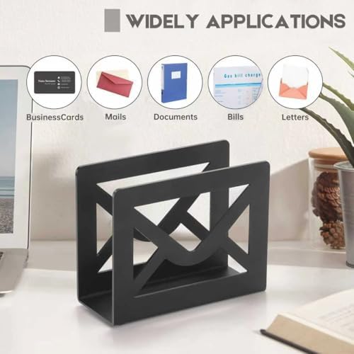 Desktop Letter Holder, Metal Desktop Mail Holder for Desk