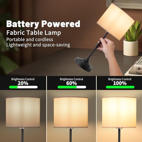 HAPYGI Portable Cordless Table Lamp,Built-in 5200mAH Rechargeable Battery, Dimmable Touch Wireless Light, Bed Side Metal Desk Lamp，Restaurant/Bedroom/Bar/Coffee/Night Light (Blcak)