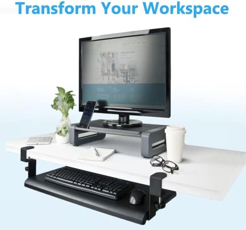 Max Smart Clamp On Keyboard Tray Under Desk, Keyboard Drawers, Keyboard Platforms, 20inch, Easy Assembly, Slide-Out Platform Computer Drawer for Typing
