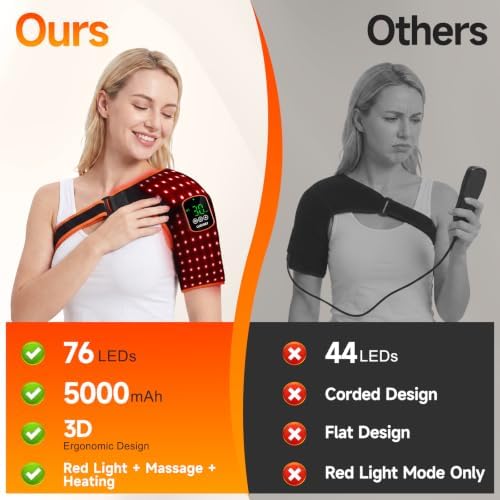 Cordless Red Light Therapy for Shoulder with Massage and Heat