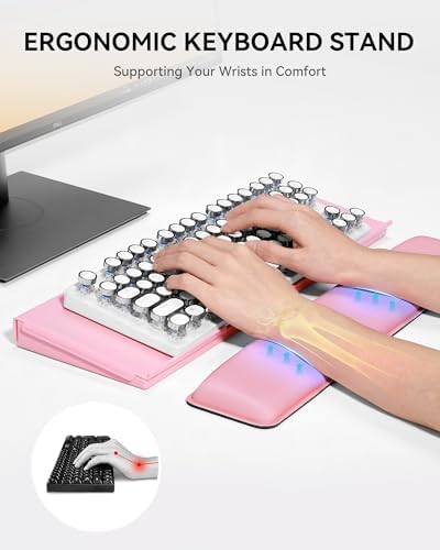 Computer Keyboard Stand with Storage Box, Keyboard Riser with Wrist Rest