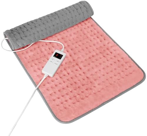 Heating Pad for Period Cramps, Heating Pad for Back/Neck/Shoulder Muscle Pain, 6 Heating & 4 Timer Setting, Auto Shut Off, Moist Heat & Machine Washable, Pink Birthday Christma s Gifts for Women Mom