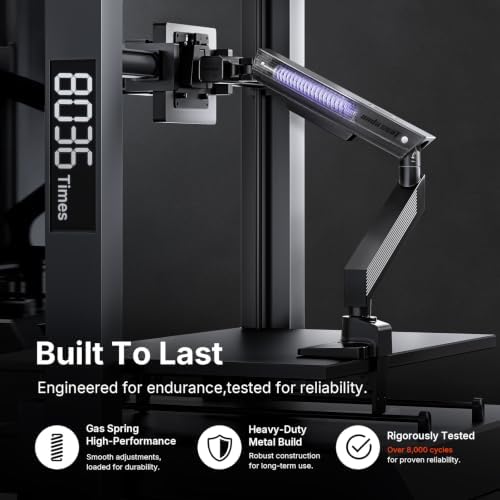 AndaSeat Axis Aluminum Single Monitor Arm for 17–34-Inch Monitors, Adjustable VESA Desk Mount, Supports Up to 24.2 lb, 75 × 75/100 × 100 mm, Black