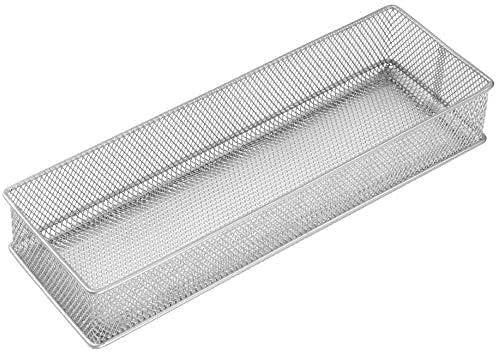 YBM HOME Silver Mesh Drawer Cabinet and or Shelf Organizer Bins, School Supply Holder Office Desktop Organizer Basket (24, 4x12x2 inch)