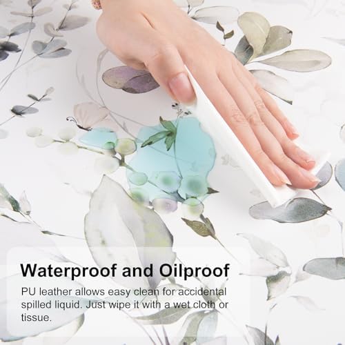 QIYI PU Leather Large Mouse Pad, Waterproof Desk Mat, 31.5" x 15.7", Leaves