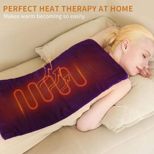 SAROO Massaging Weighted Heating Pad for Back Pain Relief,12"*24",Purple