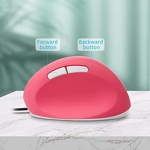 Sokelinn-six Wired Vertical Mouse,Right Hand Ergonomic Gaming Mouse 800 1200 1600 DPI Adjustable USB Optical Wrist Healthy Mice Mause for Laptop PC Computer (Pink)