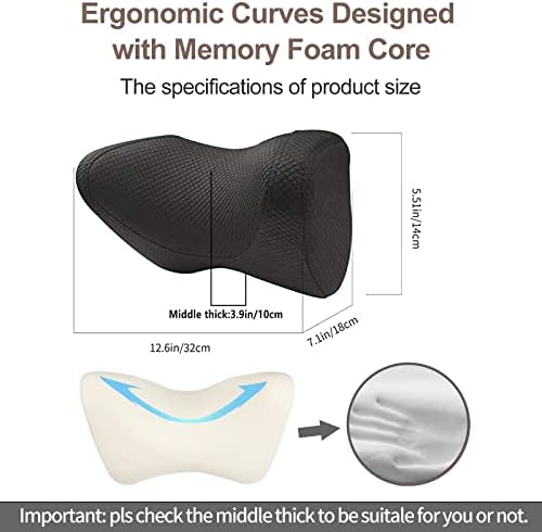 iwantit® Car Neck Pillows with Memory Foam, Neck Supporting for Long Time Driving, Adjustable Straps and Comfy Outer Cover(Black,1Package, Large Size)