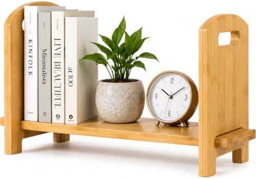 Adjustable Desktop Bookshelf - Sturdy Desk Bookshelf and Book Organizer - No Tools Required to Assemble This Desktop Bookcase, Perfect Tabletop Book Shelf for Office, Study Room