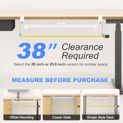 suptek Large Keyboard Tray Under Desk Pull Out with C Clamp Mount, Computer Keyboard & Mouse Tray, 34 (38 Including Clamps) x 11.8 inch Slide-Out Platform Computer Drawer for Typing, White, DSF1LW