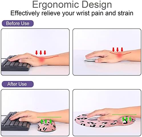 4 in 1 Mouse Pad Set with Wrist Rest for Keyboard,Desk Mat,Coaster-Leopards