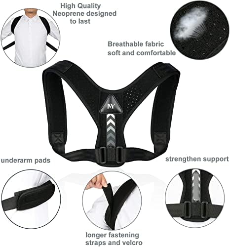 Posture Corrector Upper Back Brace Neck Shoulder Back Support Brace Pain Relief Belt For Women Men Braces Spine Straightener Breathable & Adjustable