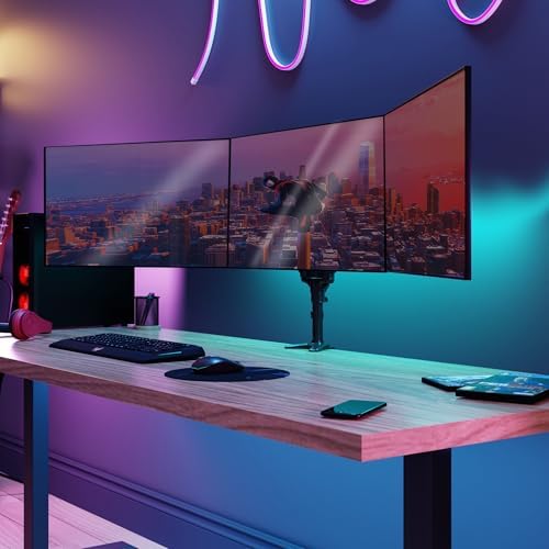 Mount-It! Triple Monitor Mount Desk Stand, 13-32", Black