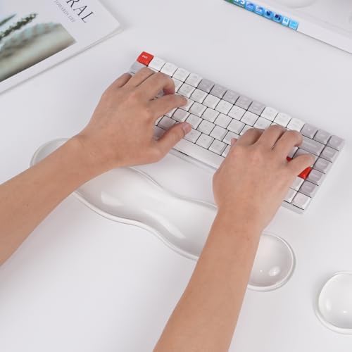 Ergonomic Clear Gel Wrist Rest for Computer Keyboard - Non-Slip Crystal Gel Pad, Soft Comfortable Support, Washable, Office Gaming Wrist Pain Relief