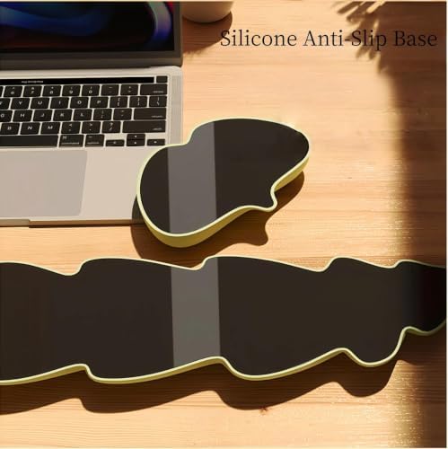 inbesk Angel Wing Wrist Rest Ergonomic Memory Foam Wrist Rest for Computer Keyboard Mouse Set, Cute Gaming Keyboard Cushion Hand Support PU Leather Surface Anti-Slip Waterproof Green-Leaf