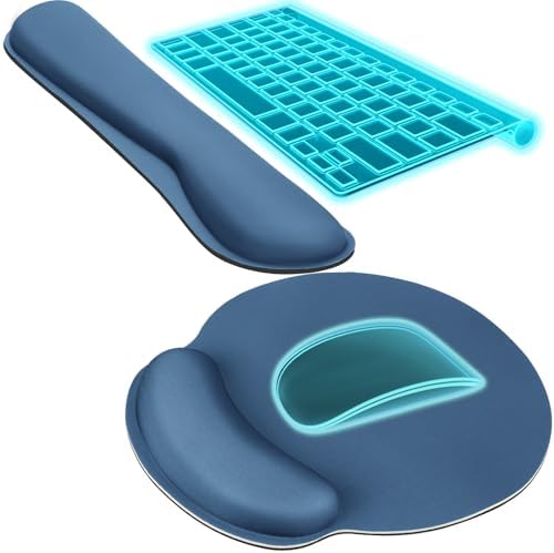 KTRIO Keyboard Wrist Rest & Mouse Pad with Wrist Rest, Navy Blue