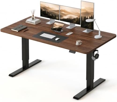 CubiCubi 55x28 Large Electric Standing Desk, 28" Deep Desktop, Black Walnut